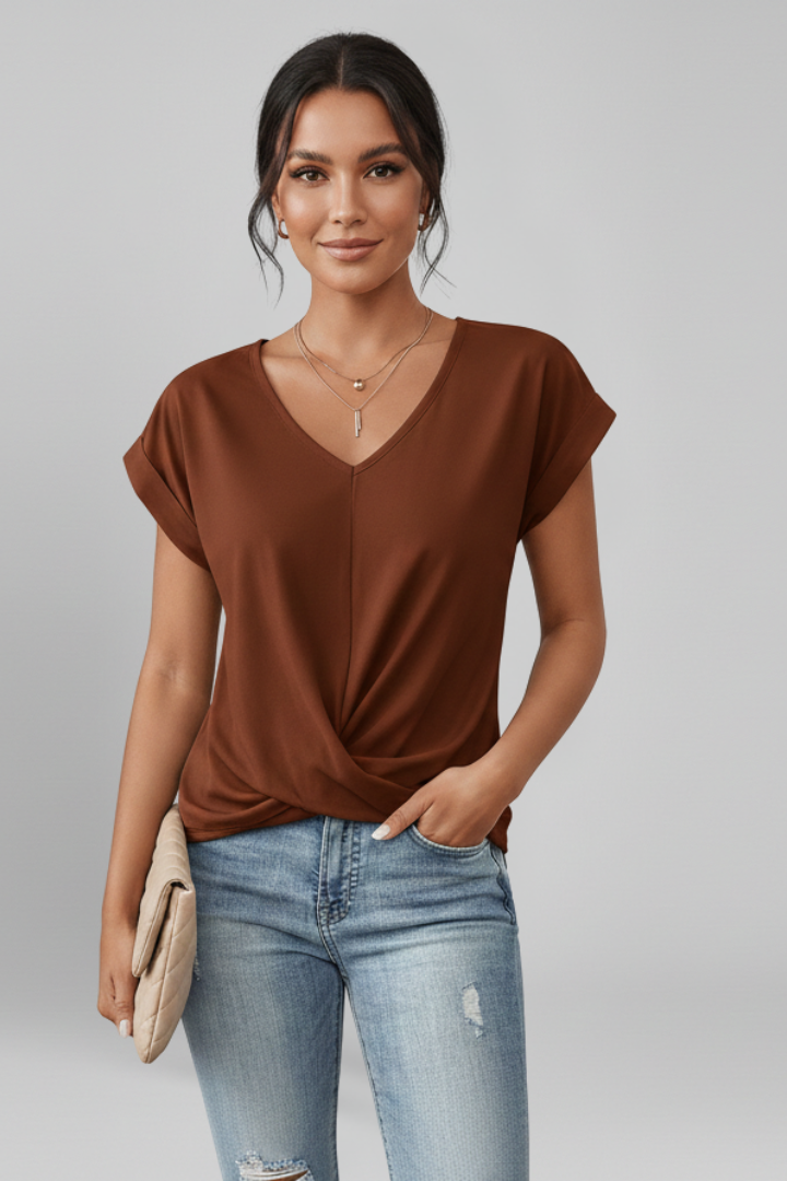 Women’s V-Neck Twist Front Top