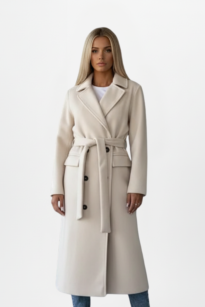 Women’s Double-Breasted Belted Long Coat