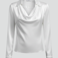 Women’s Satin Draped Collar Blouse