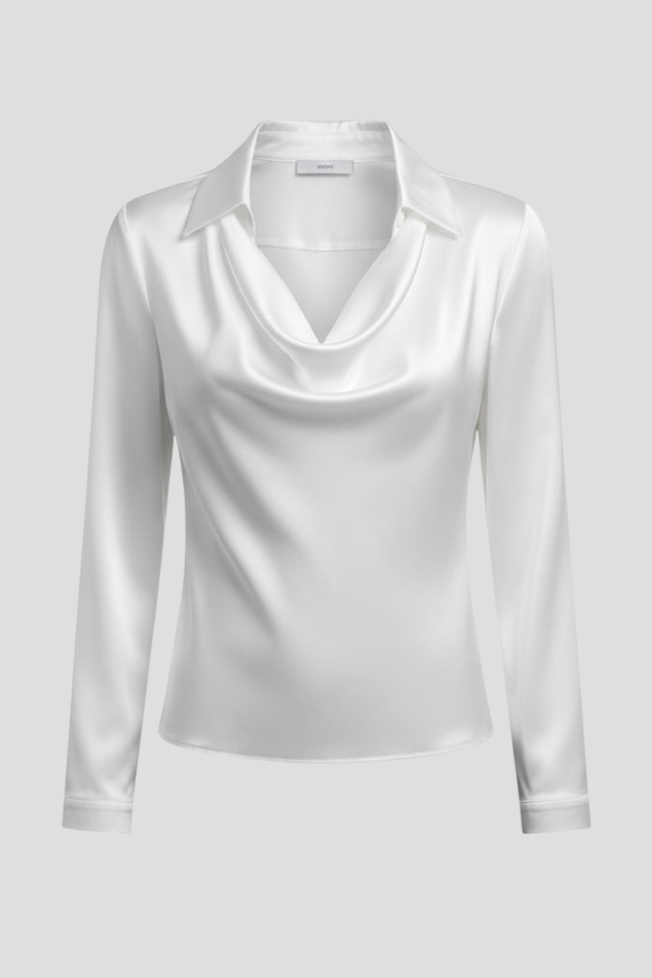Women’s Satin Draped Collar Blouse
