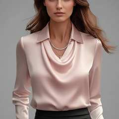 Women’s Satin Draped Collar Blouse