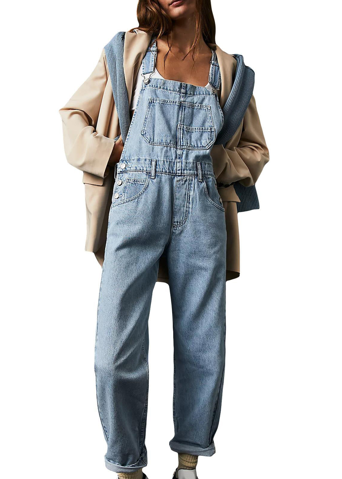 Women’s Relaxed Denim Utility Overalls