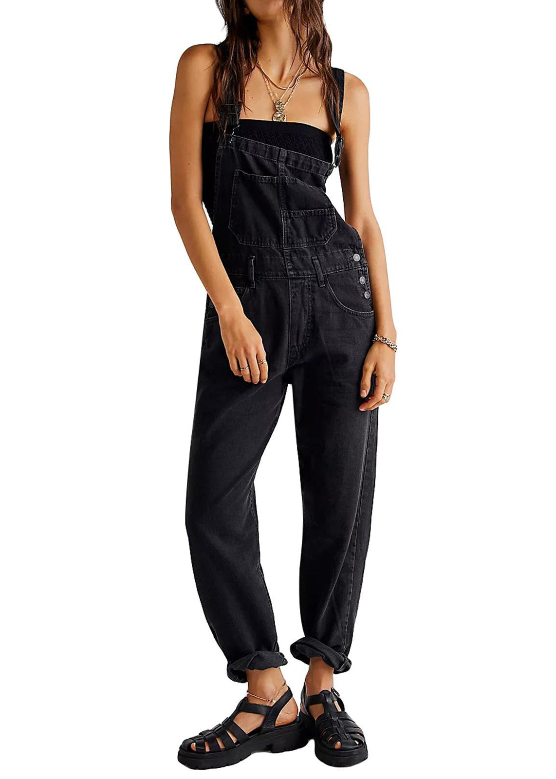 Women’s Relaxed Denim Utility Overalls