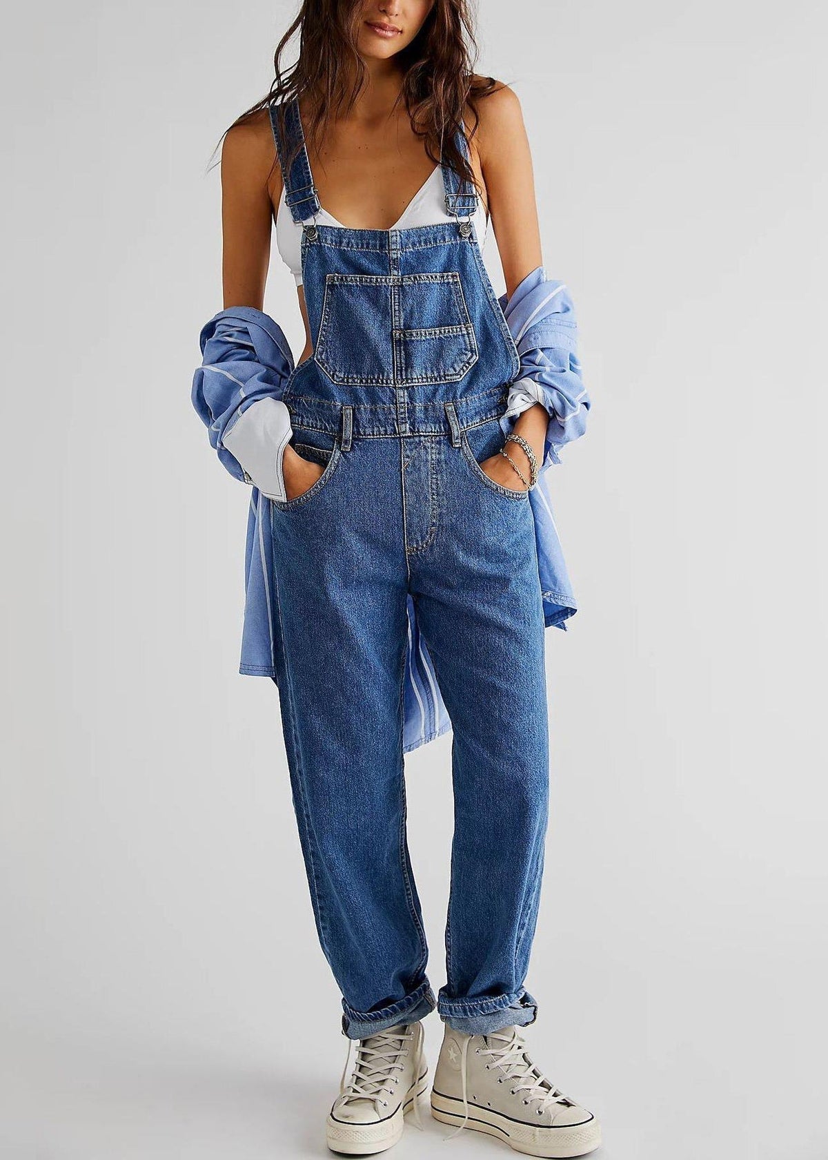 Women’s Relaxed Denim Utility Overalls