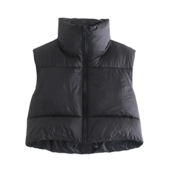 Women’s Cropped Collared Puffer Vest