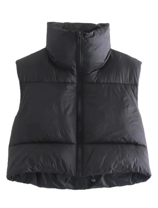 Women’s Cropped Collared Puffer Vest