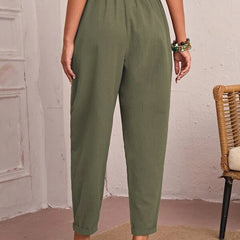 Women’s Cotton Linen Elastic-Waist Trousers