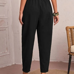 Women’s Cotton Linen Elastic-Waist Trousers