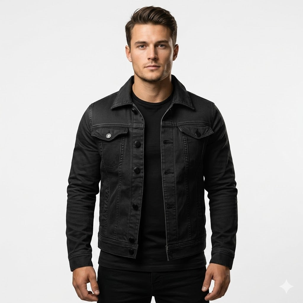 Men’s Black Denim Trucker Jacket