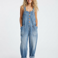 Women’s Wide Leg Denim Overall Jumpsuit