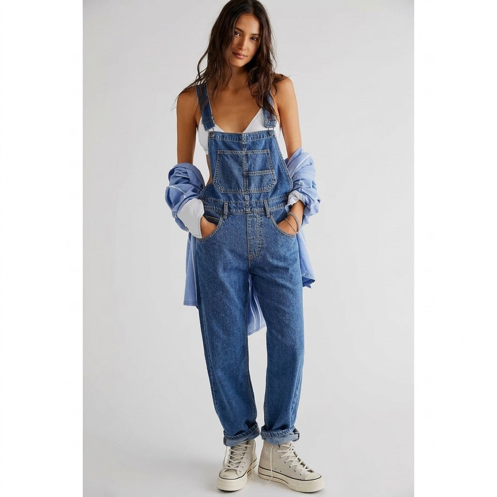 Women’s Relaxed Denim Utility Overalls