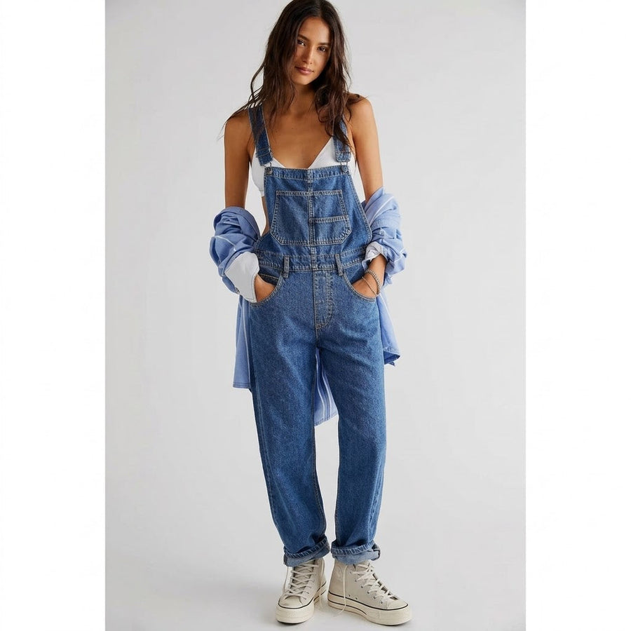 Women’s Relaxed Denim Utility Overalls