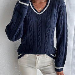 Women’s Cable-Knit V-Neck Sweater