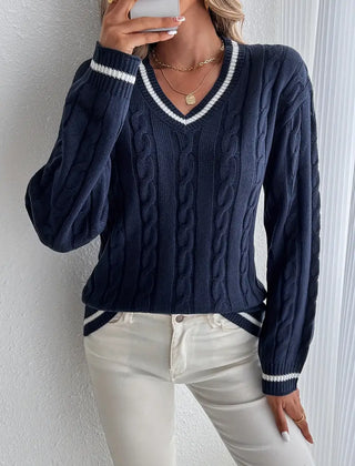 Women’s Cable-Knit V-Neck Sweater
