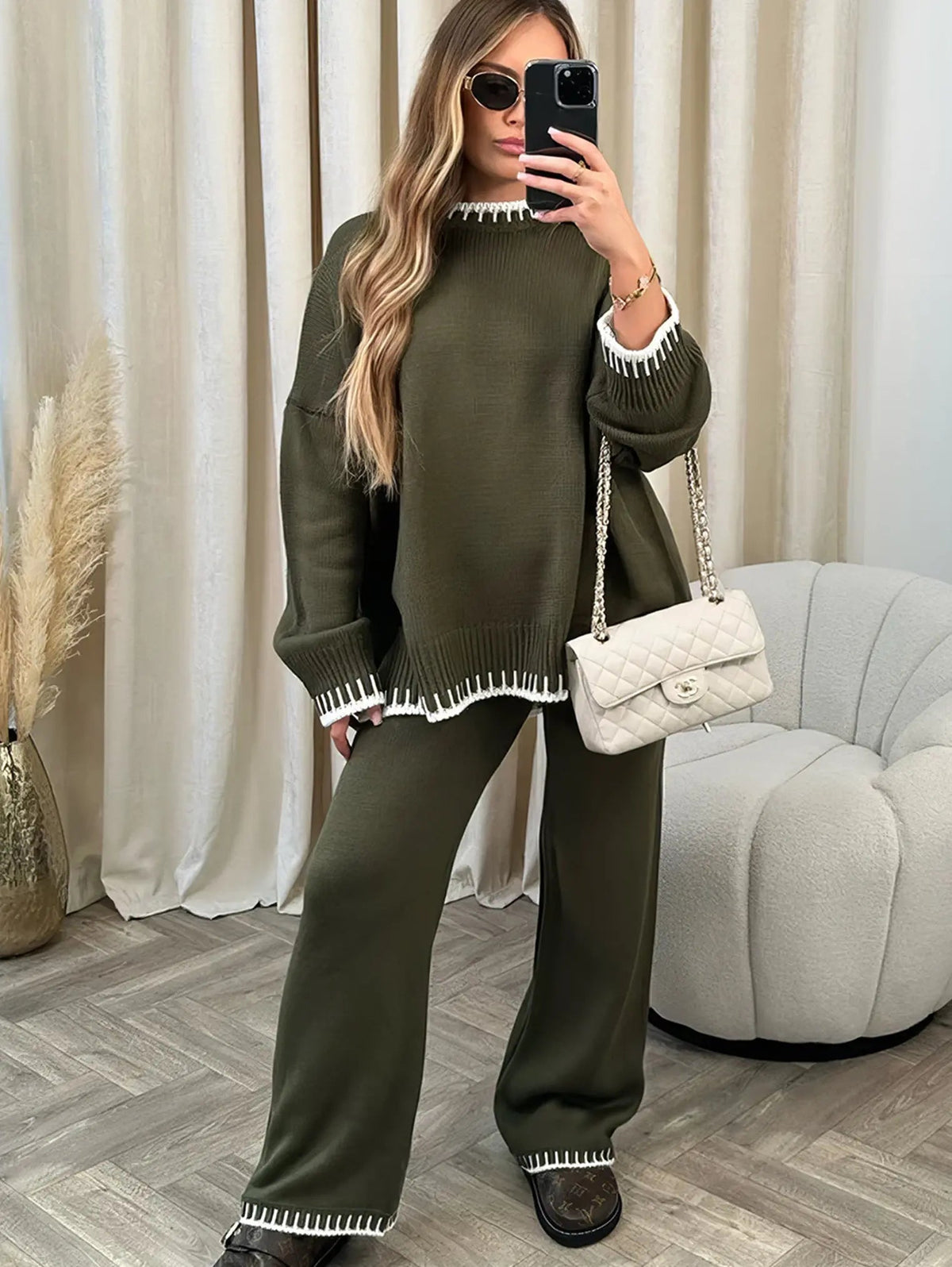 Women’s Oversized Knit Wide-Leg Lounge Set