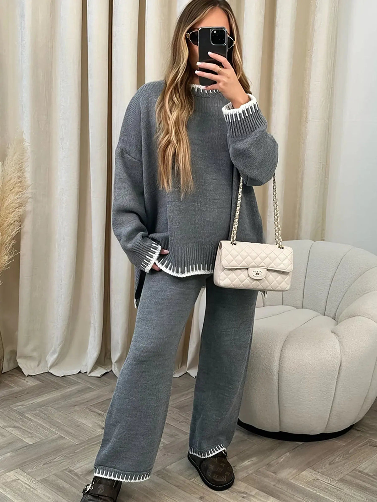 Women’s Oversized Knit Wide-Leg Lounge Set