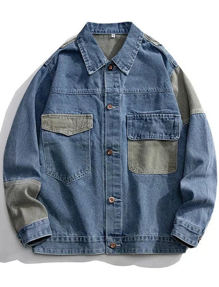 Men’s Contrast-Panel Denim Jacket in Blue