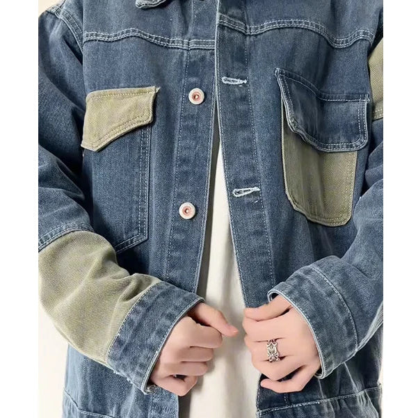Men’s Contrast-Panel Denim Jacket