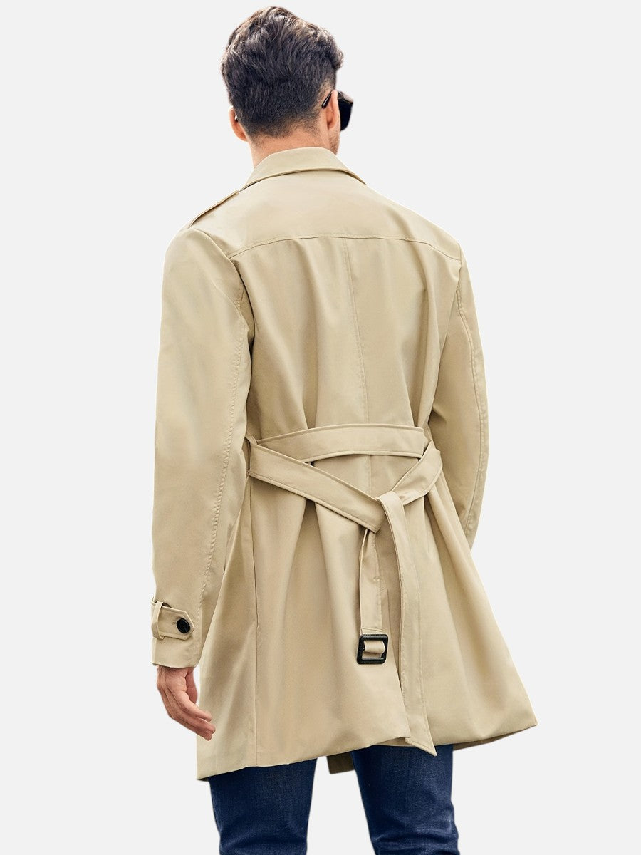Men’s Double-Breasted Back-Belt Trench Coat