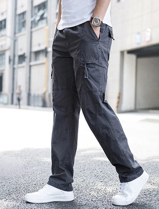 Men’s Stretch Cargo Trousers with Elastic Waist in Navy