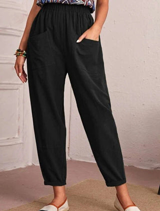 Women’s Cotton Linen Elastic-Waist Trousers