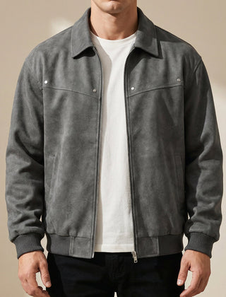 Jacob Leather Men's Jacket - Light Grey