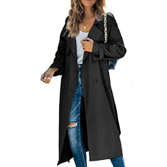 Women’s Longline Transitional Trench Coat in Black