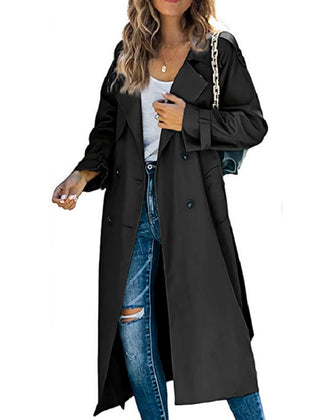 Women’s Longline Transitional Trench Coat in Black
