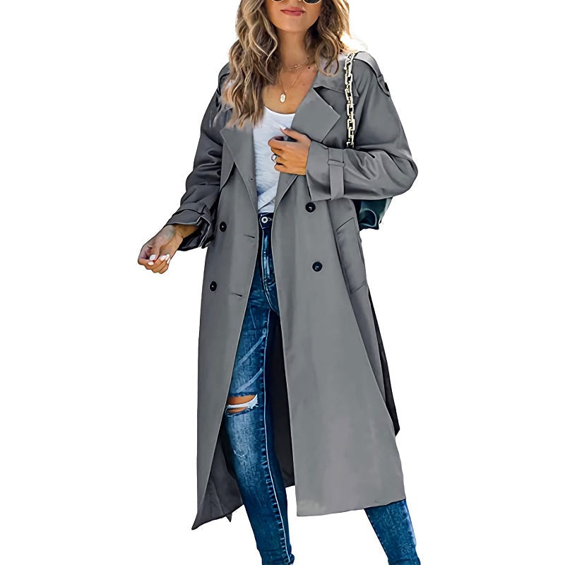 Women’s Longline Transitional Trench Coat in Grey