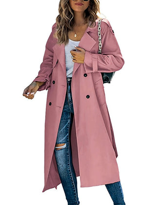 Women’s Longline Transitional Trench Coat in Pink