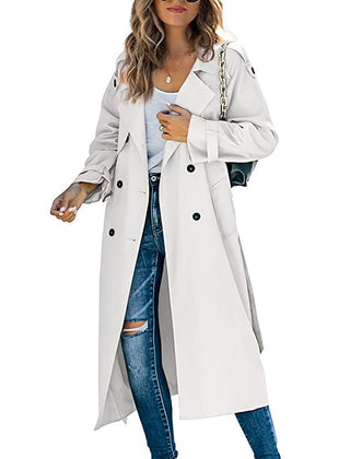 Women’s Longline Transitional Trench Coat in White