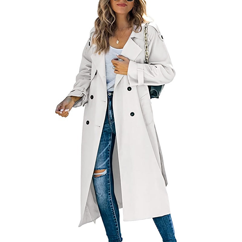 Women’s Longline Transitional Trench Coat in White