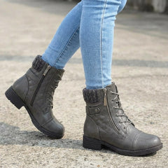 Women’s Quilted Leather Lace-Up Ankle Boots