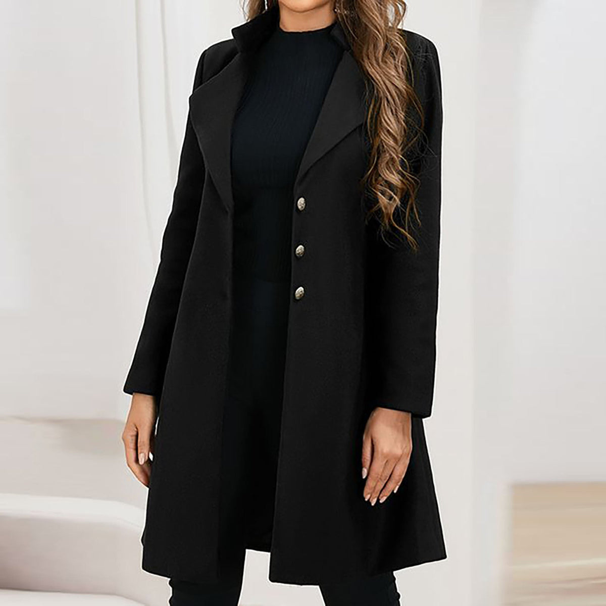 Women’s Tailored Longline Wool-Blend Coat