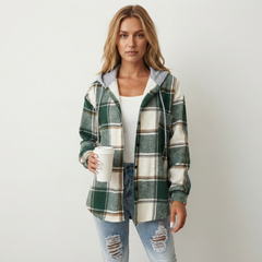 Women’s Plaid Flannel Hooded Shacket