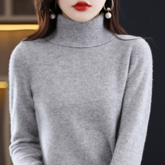 Women’s Cashmere-Blend Slim Turtleneck Jumper in Grey