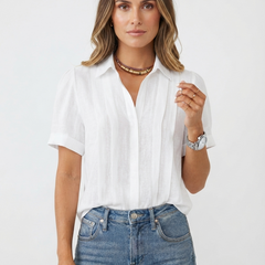 Women’s Pleated Linen Blouse