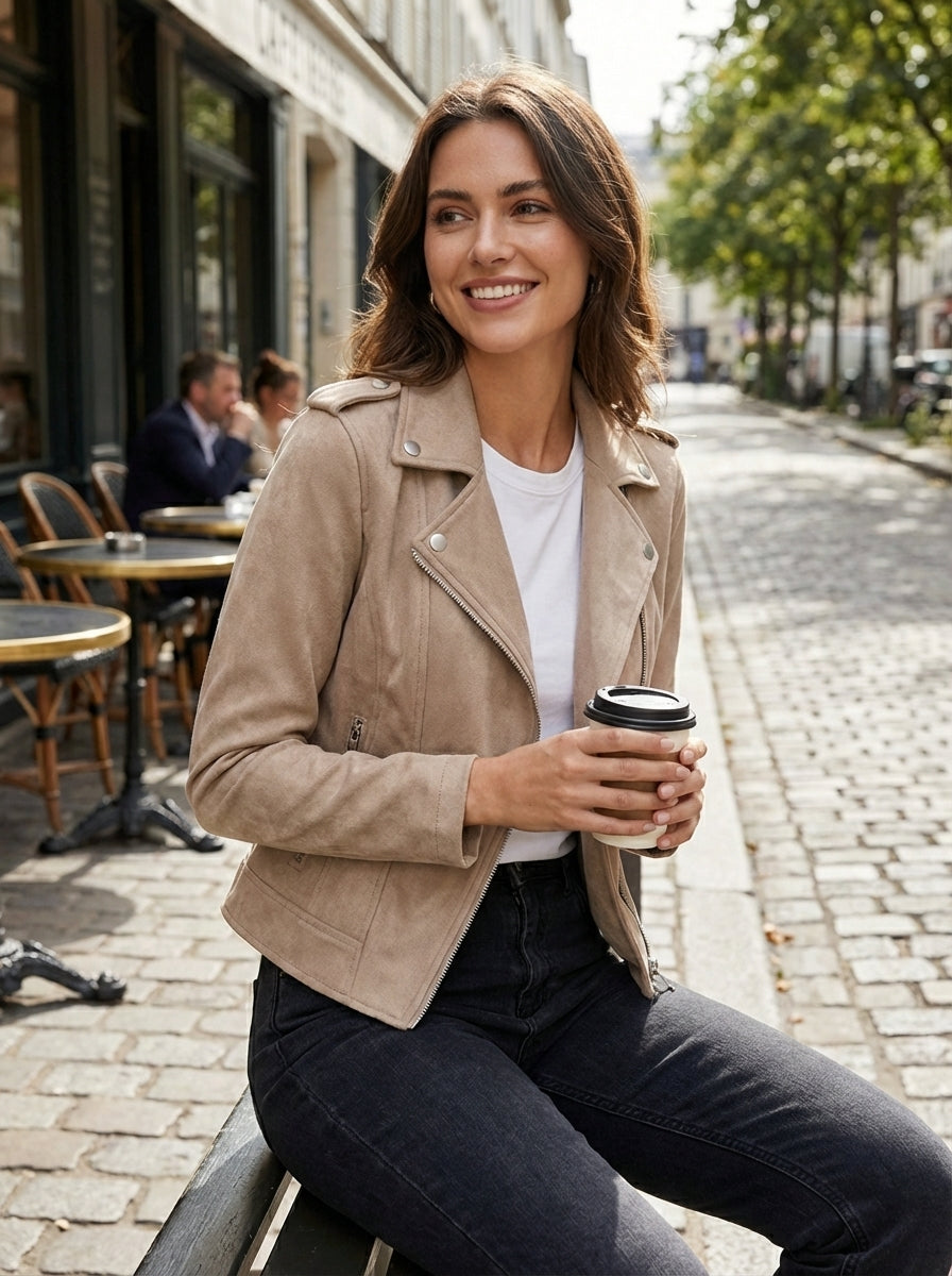 Saskia Biker Women's Jacket - Khaki