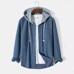 Bordeaux Hooded Cord Men's Sweater - Dark Blue