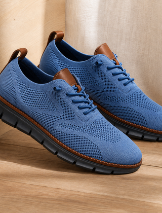 Women’s Knit Elastic-Lace Everyday Trainers in Blue Black