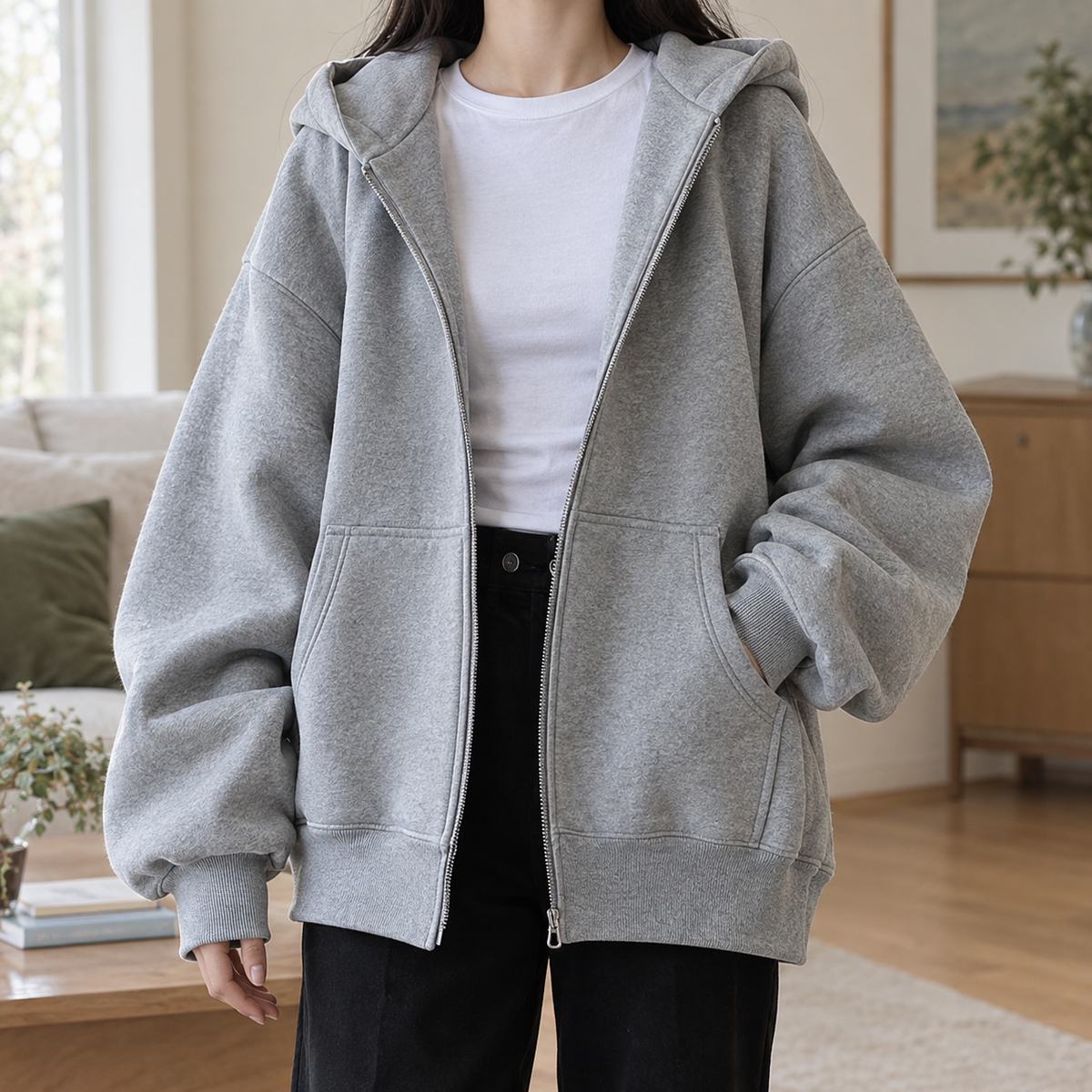 Amandine-Hope Oversized Women's Hoodie - Grey