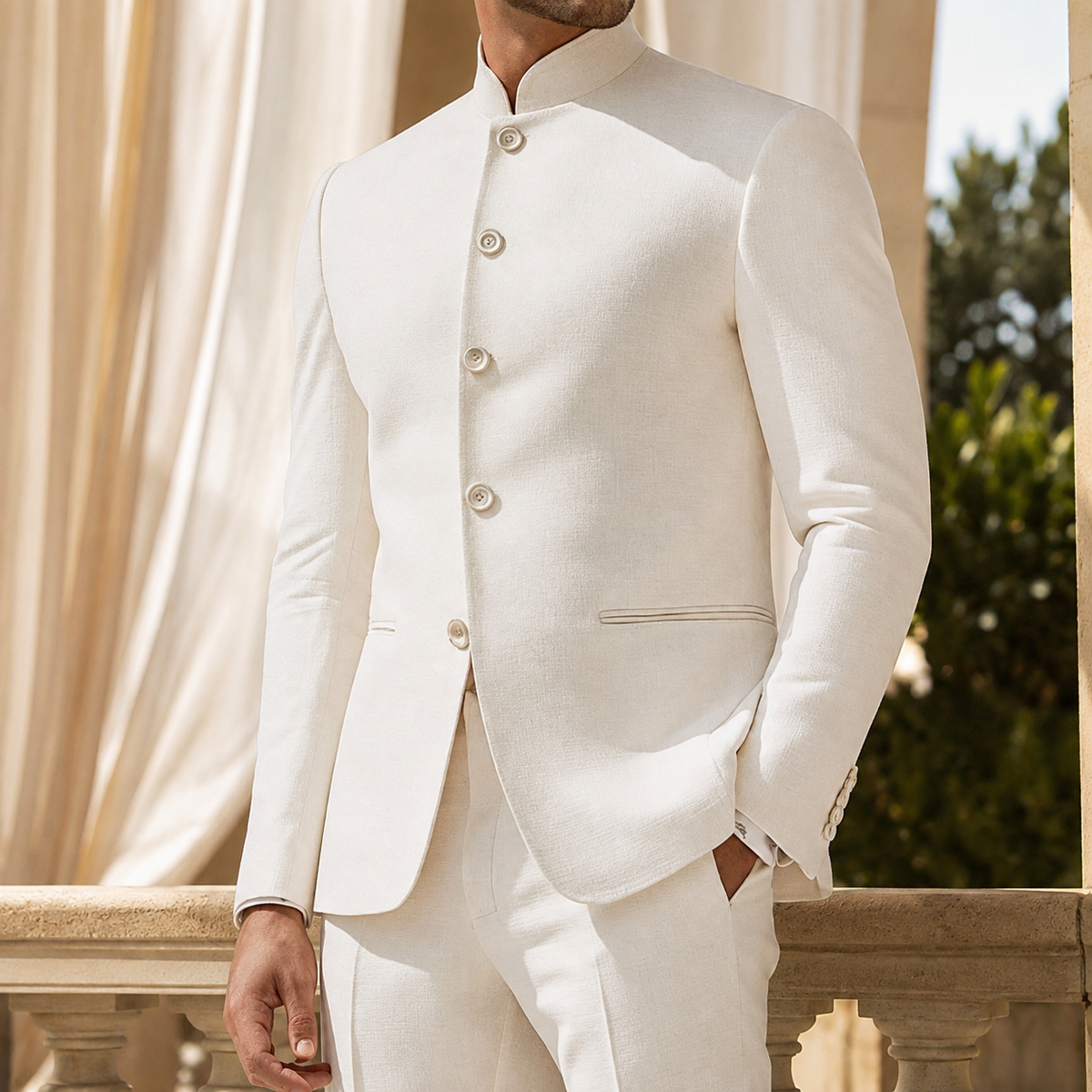Vaughn Nehru Men's Jacket - White