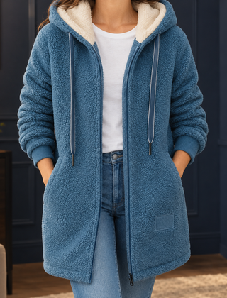Fleur-Faye Hooded Fleece Women's Jacket - Blue