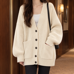 Ines-Faye Ribbed Women's Cardigan - White