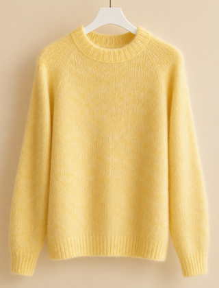 Women’s Brushed Raglan Crew-Neck Jumper in Lemon Yellow