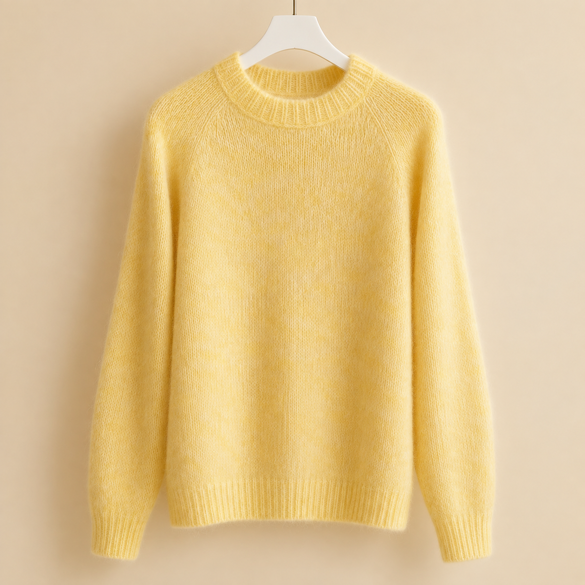 Women’s Brushed Raglan Crew-Neck Jumper in Lemon Yellow