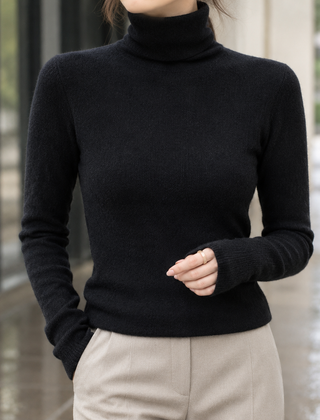 Women's Apolline-Sage Slim Fit Turtleneck Jumper - Black