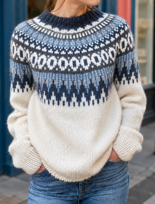 Women’s Fair Isle Yoke Knit Jumper in Beige