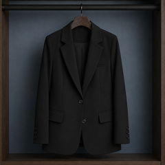 Women’s Two-Button Three-Pocket Tailored Blazer in Black