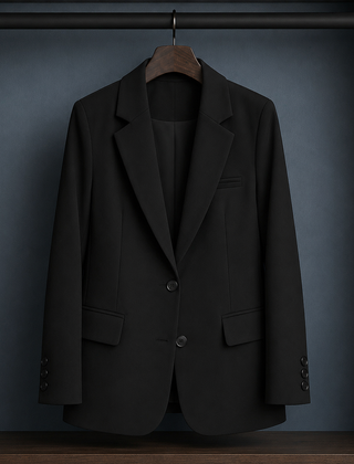 Women’s Two-Button Three-Pocket Tailored Blazer in Black